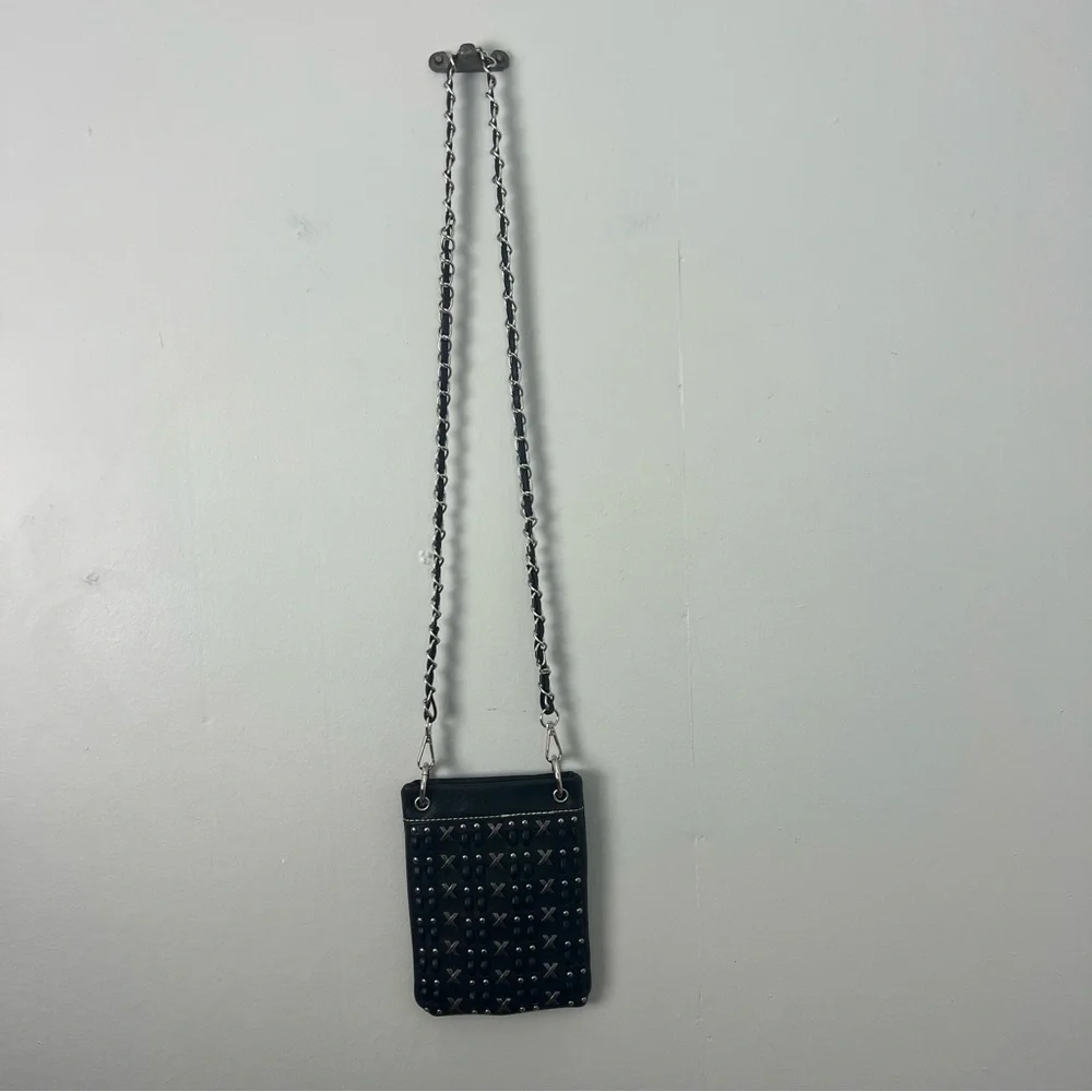 P&G Black Studded Leather Crossbody Bag